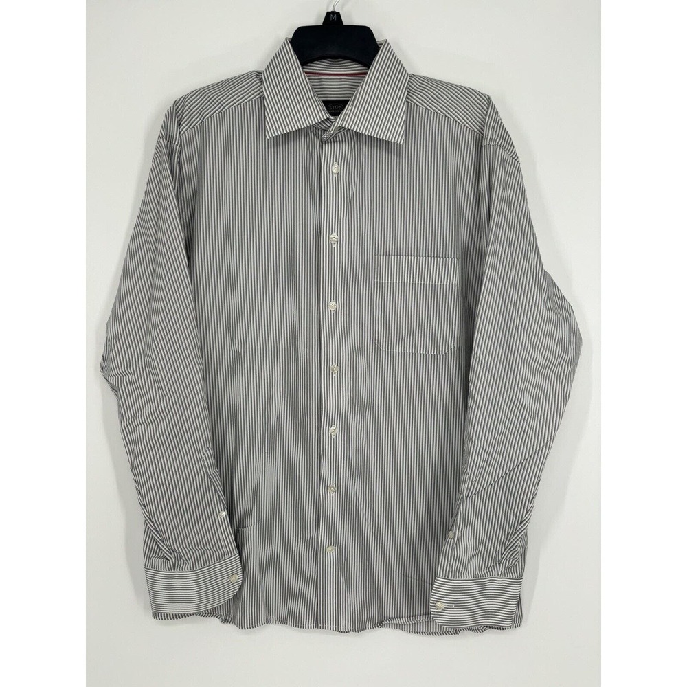 Eton Gangster Men's Dress‎ Shirt Long Sleeve Size 16 41 White Black Stripes